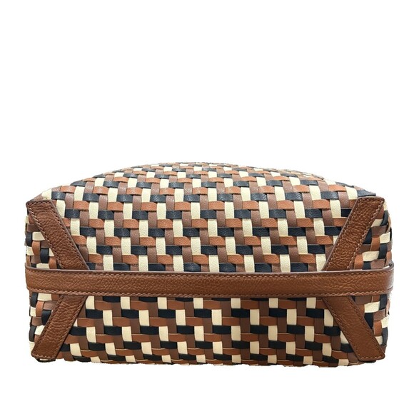 Fossil Jessie Leather Shoulder Bag Woven Colorway Brown/Black / Cream - Picture 14 of 15